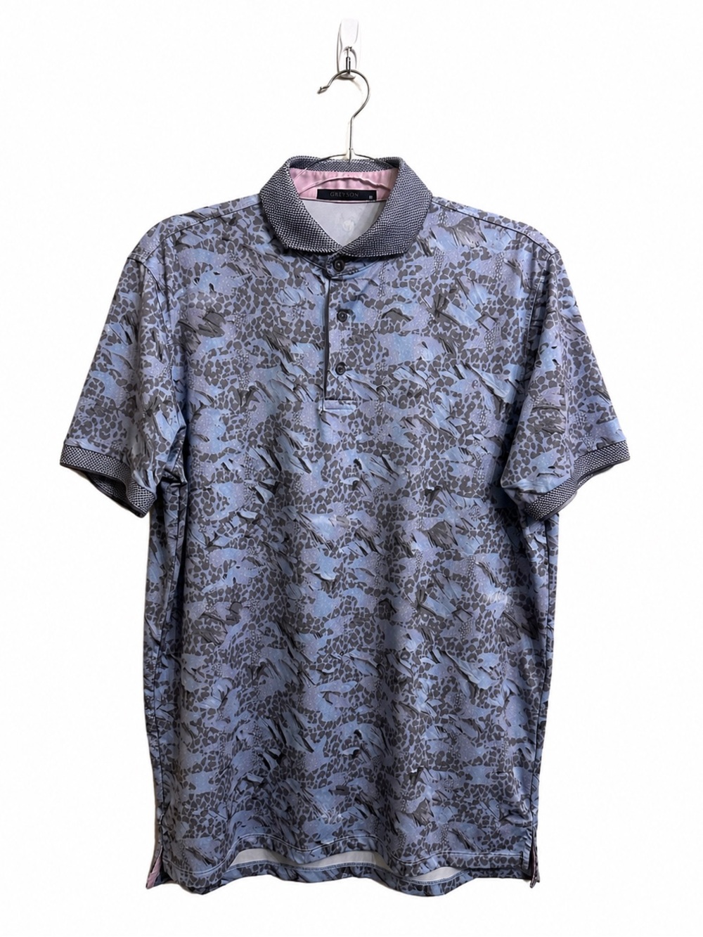 Greyson EUC Golf Performance Polo Blue-Gray Abstract Tonal Print